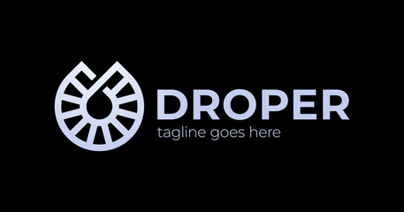Drop logo. drop Logo design vector template Linear style. Blue Droplet lines aqua Logotype icon
