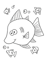 Fish Coloring Book Page Vector Illustration Art