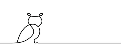 Owl line pattern. Vector owls sign. Animal bird symbol. Art birds cartoon, outline style. Hand drawn silhouette. Owl represents magic, clairvoyanc, weisdom, books, library. Bird of prey, Oehoe logo.