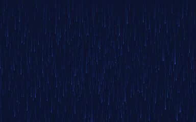 Vector rain on a dark blue background, water drops
