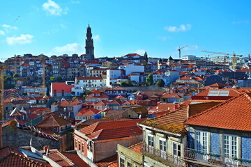 Fototapeta na wymiar Portugal-view of Porto city with church tower