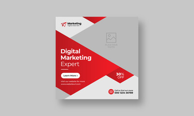 Digital marketing agency social media post banner square flyer template, editable creative modern professional corporate vector illustration