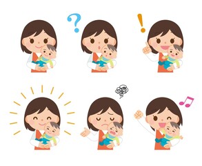 子育てママ　表情セット