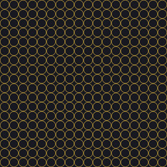 Gold circles on gray background, Seamless Pattern. Endless Texture With Many Round Shapes.