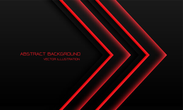 Abstract red light neon arrow direction on black with blank space design modern futuristic technology background vector illustration.