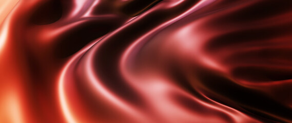 3d render of brown and red cloth. iridescent holographic foil. abstract art fashion background.