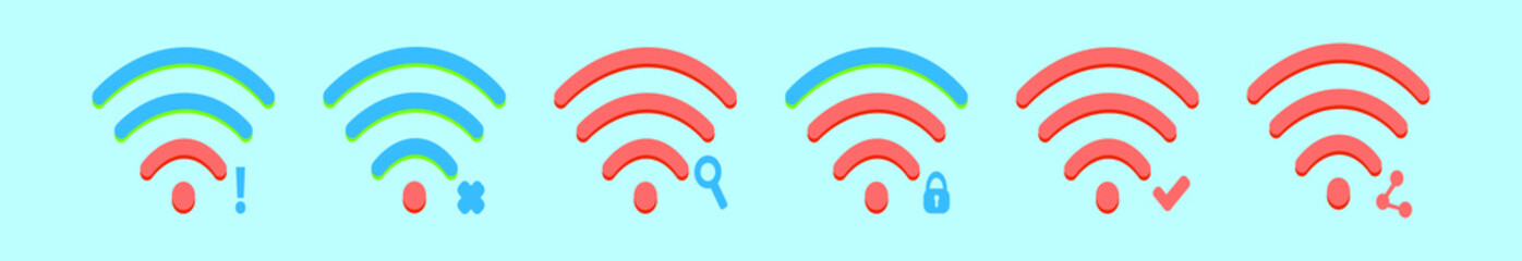 set of wireless cartoon icon design template with various models. vector illustration isolated on blue background