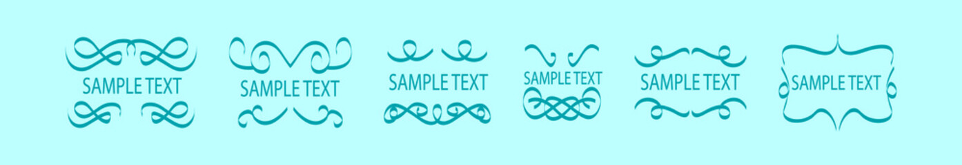 set of swirly cartoon icon design template with various models. vector illustration isolated on blue background