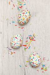 Painted Sprinkle Easter Eggs on white table