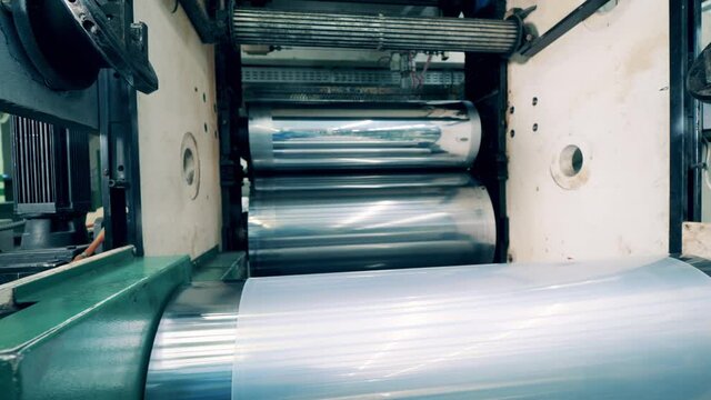 PVC sheet making machine at a plastic factory