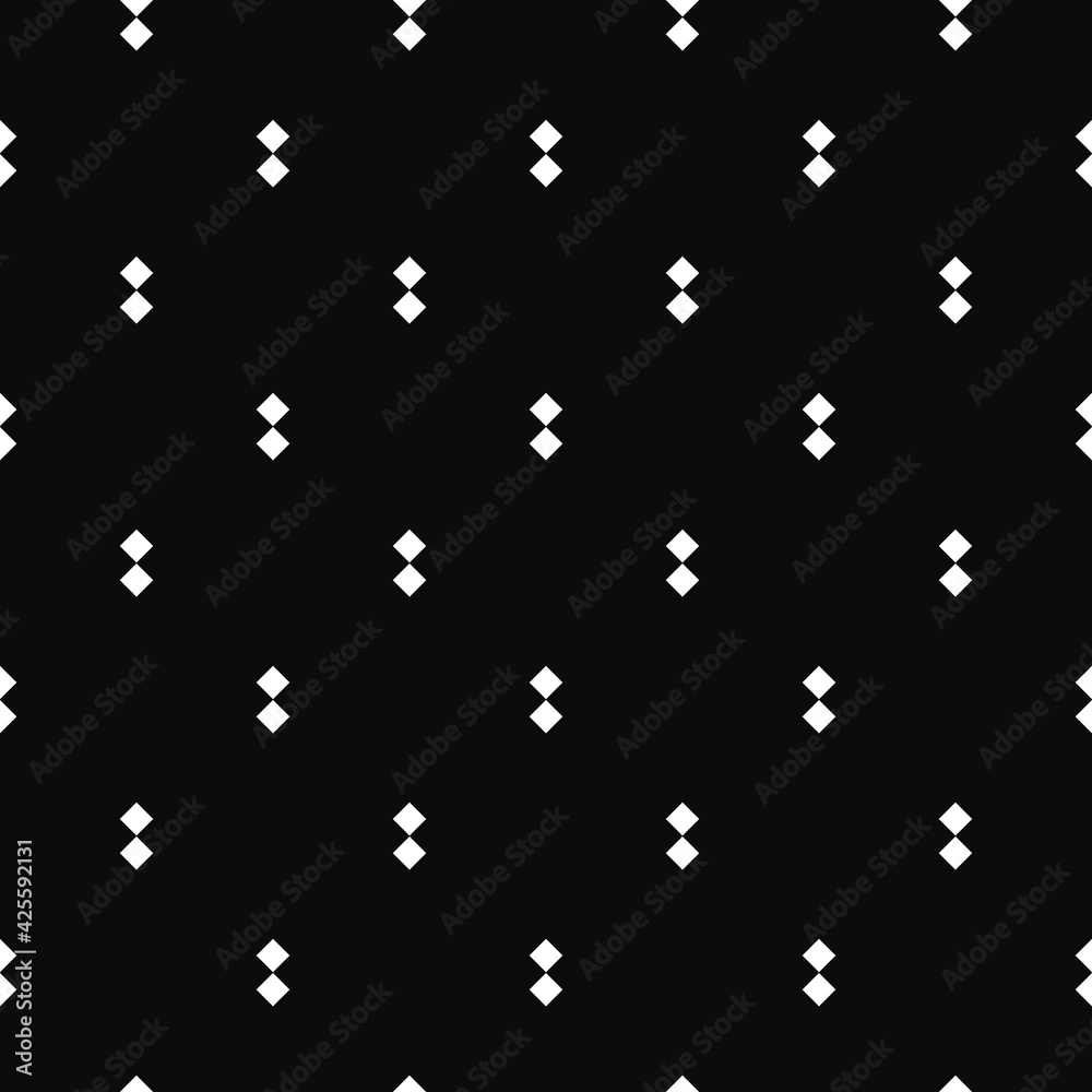 Poster Double white rhombuses pattern. Black background in vector.