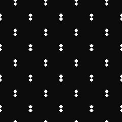 Double white rhombuses pattern. Black background in vector.