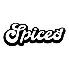 Logotipo con texto manuscrito Spices escrito a mano con sombra en color negro