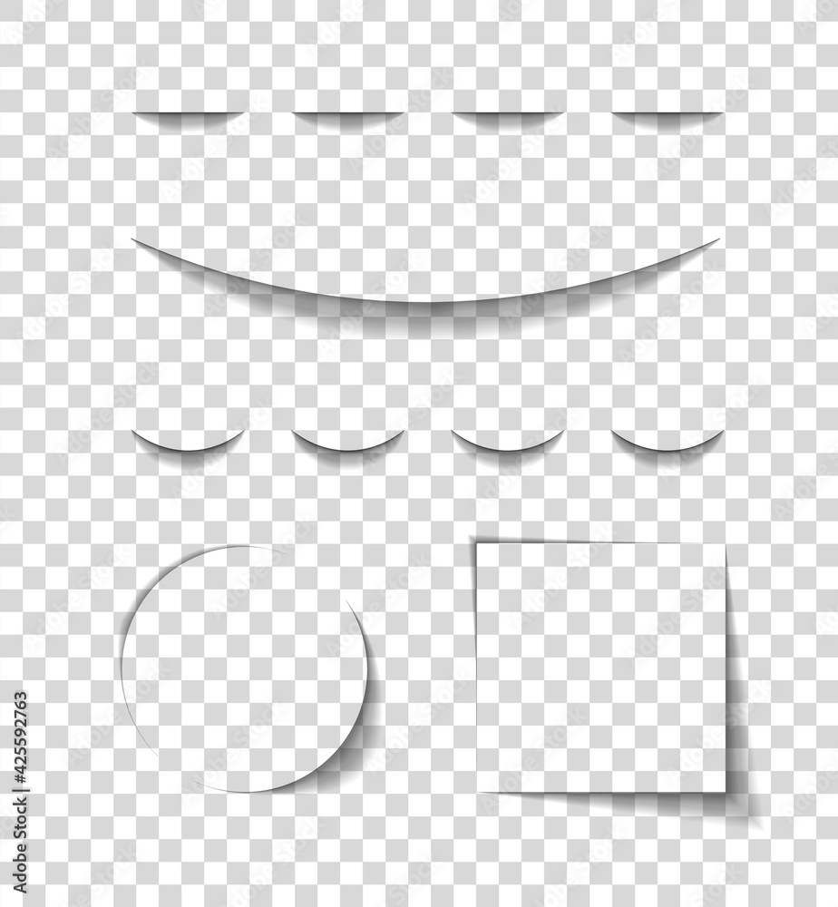 Poster divider of shadow. divider of paper with shadows. box, lines for web page. banner with frame on tran
