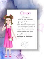 Zodiac horoscope. Astrological card signs in chibi style. Vector illustration.