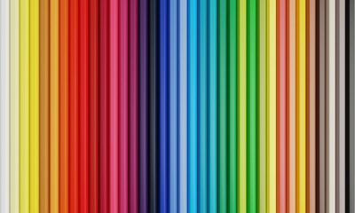 Close up of colored pencils textured background. Multi-Colors pencils on white background. Education learning in art class and Back to school concept. 3D illustration rendering