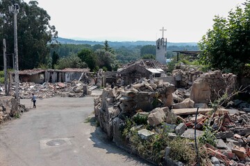 Old town destroyed by an explosion