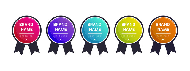 logo badge for certification technical, analyst, internet, data, management system, etc. Digital certified logo verified achievements company or corporate with ribbon design. Vector illustration.