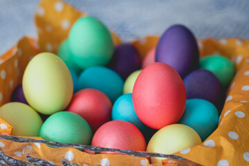 Easter Eggs in Glass Bowl