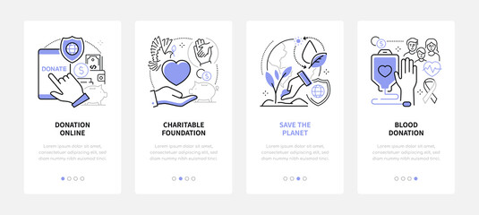 Charity - modern line design style web banners