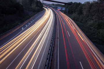 Light trails on Highway in the Evening