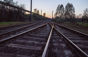 Fototapeta na wymiar Railway Tracks in the Evening