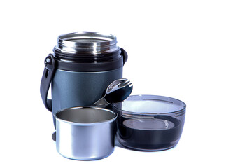 Thermos for food, isolate on a white background.
