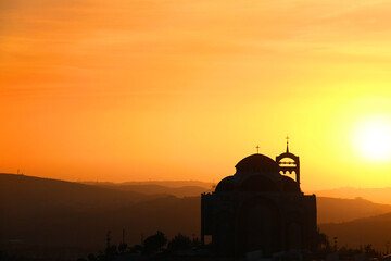 Obraz premium Silhouette of Cathedral in Lebanon