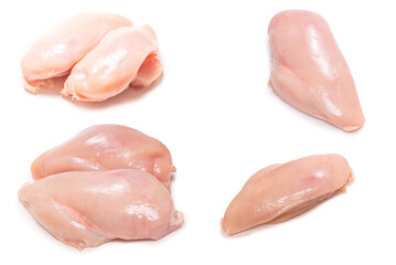Raw chicken fillet isolated on white background.