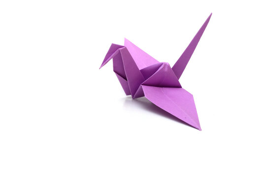 A violet origami paper crane