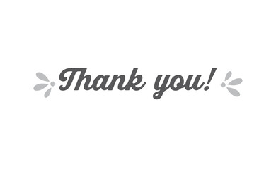 Thank you lettering. Greeting card text design in calligraphic style font.