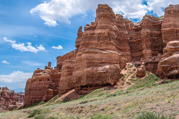 Beautiful landscape overlooking the canyon in the highlands of Charyn Canyon in Kazakhstan