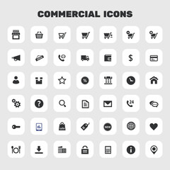 Big commercial icon set, trendy flat icons