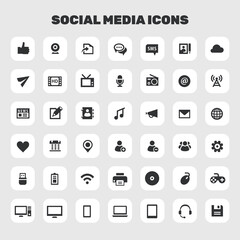 Big Social Media icon set, trendy flat icons