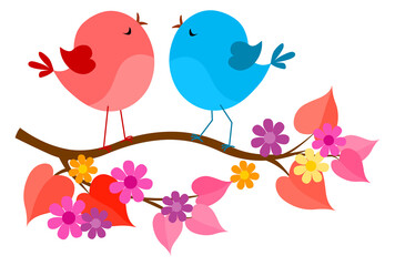 Spring Birds Love illustration