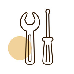 Screwdriver and wrench vector isolated flat icon