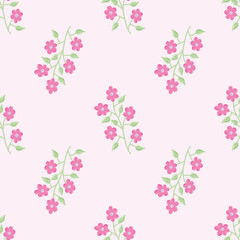 Obraz na płótnie Canvas Six petal flower seamless vector pattern. Cute doodle floral illustration background.