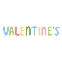 Valentines colorful lettering icon, cartoon style
