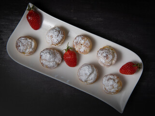 Dessert, Pastry, cream puff with whipped cream