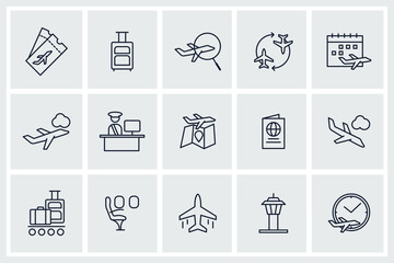 Set of Airport icon. Airport pack symbol template for graphic and web design collection logo vector illustration