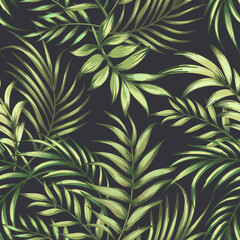 Tropical leaves vector pattern. summer botanical illustration for clothes, cover, print, illustration design. 