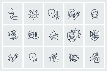 Set of Coronavirus icon. Coronavirus Protection pack symbol template for graphic and web design collection logo vector illustration