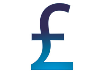Obraz premium Icono azul de la moneda de libra en fondo blanco.