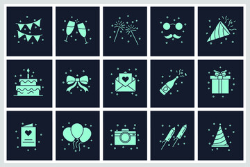 Set of Party icon. Party Festival pack symbol template for graphic and web design collection logo vector illustration