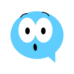 Speech bubble emoticon. Vector illustration flat style close up, surprised