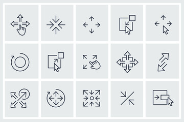 Set of Scaling Arrow icon. Resize pack symbol template for graphic and web design collection logo vector illustration