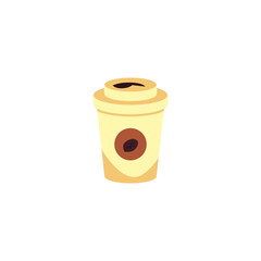 Plastic coffee cup cartoon icon or symbol, flat vector illustration isolated.