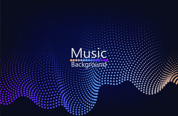 Abstract Music background. Big Data Particle Flow Visualisation. Science infographic futuristic illustration. Sound wave. Sound visualization. eps 10