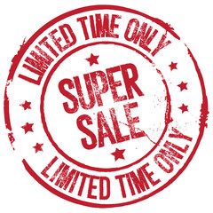 Super Sale. Grungy Red Stamp.