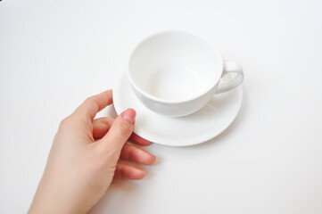 empty cup on white background